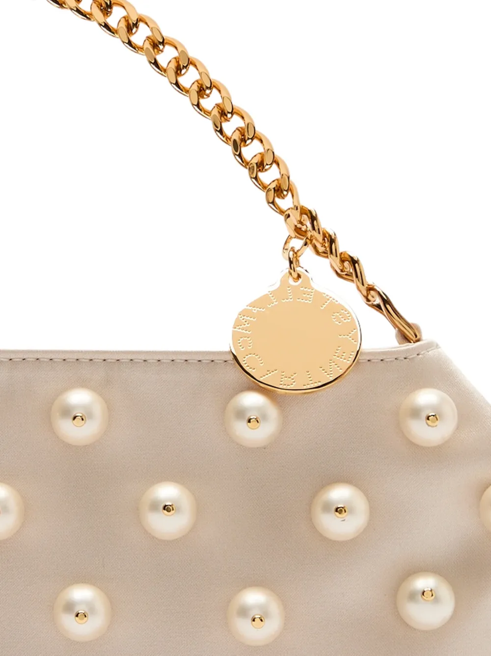 Stella McCartney Shopper met parel en handgreep Beige