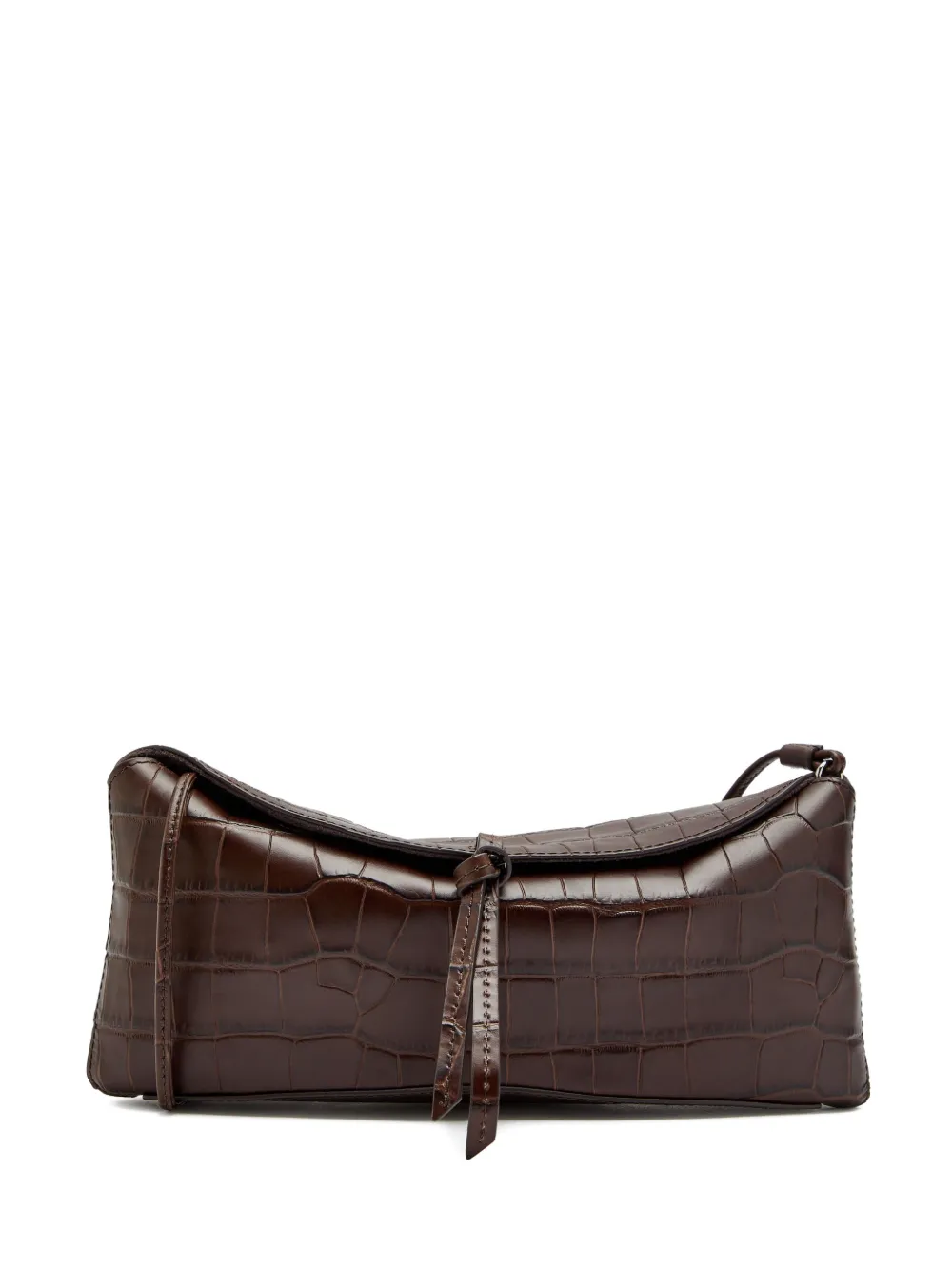STAUD Clutch Eve con effetto coccodrillo - Marrone