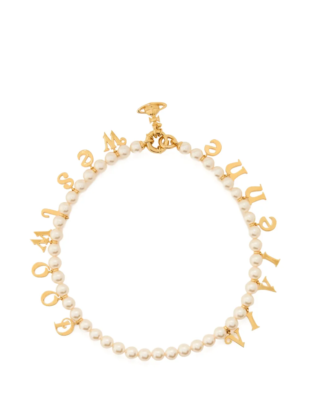 Vivienne Westwood Leanne pearl letter necklace - Oro