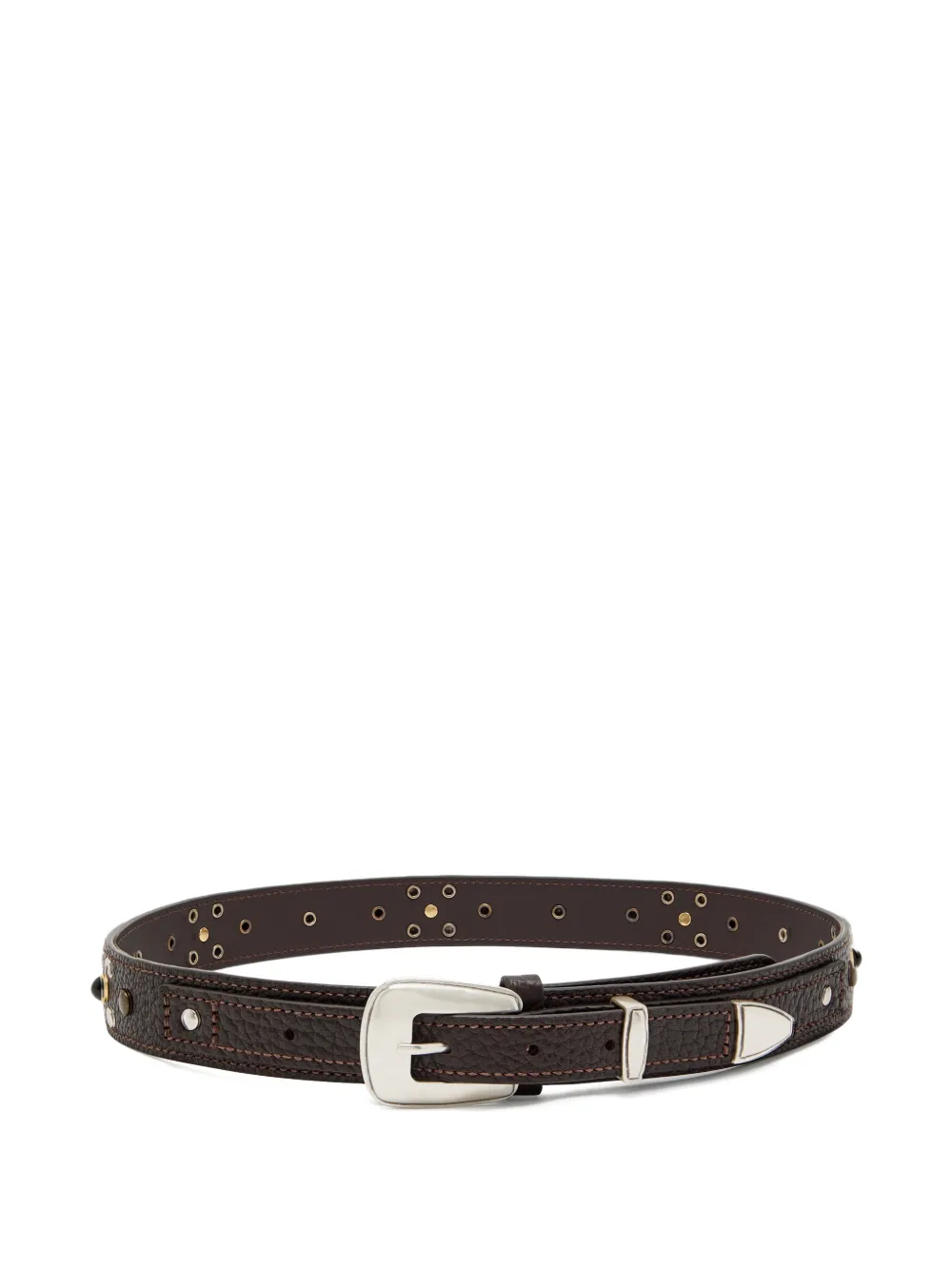LEMAIRE studded grained-leather belt - Marrone