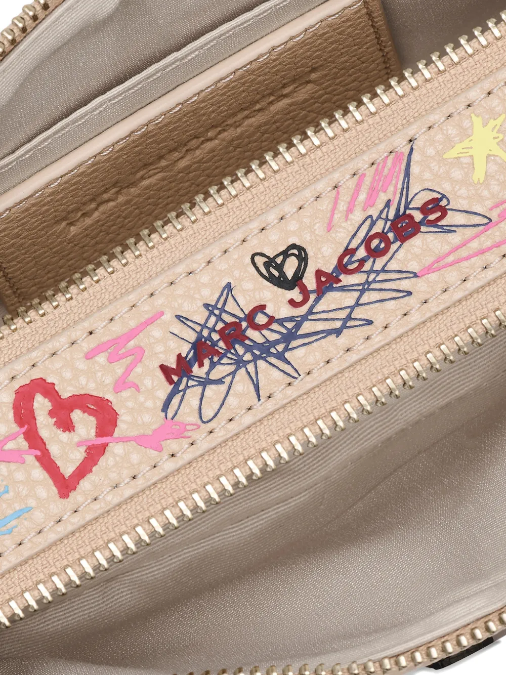 Marc Jacobs The Punk Scribble Snapshot leren crossbodytas Beige