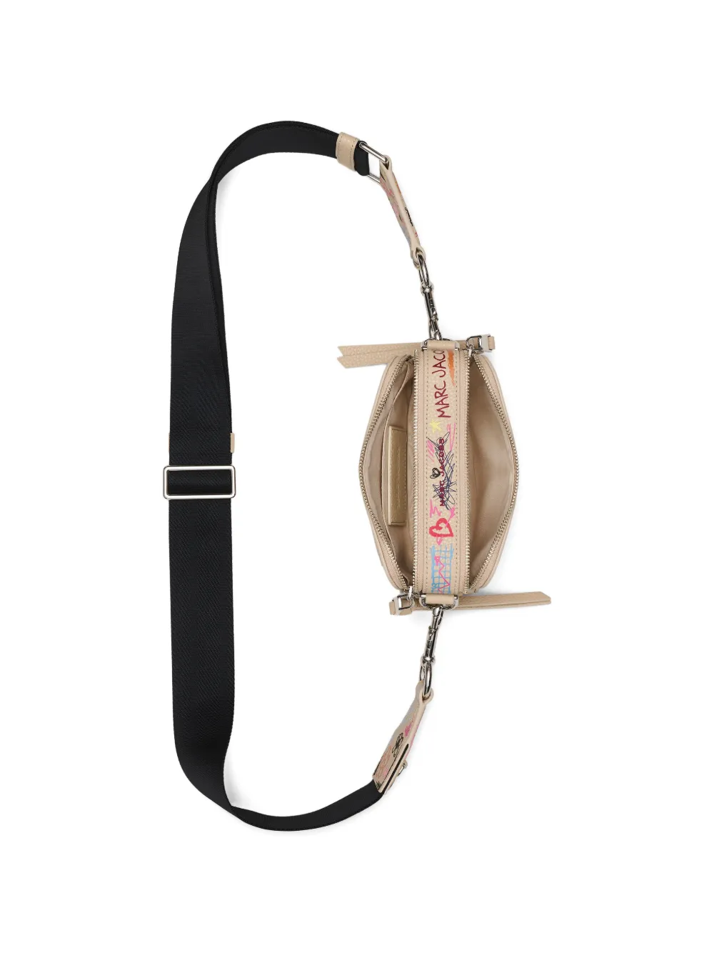 Marc Jacobs The Punk Scribble Snapshot leren crossbodytas Beige