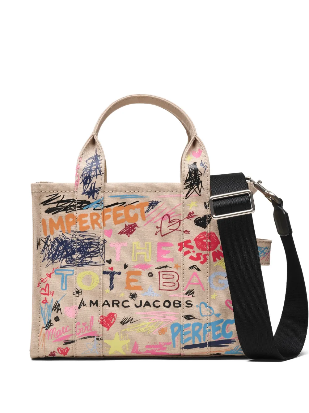 Marc Jacobs Borsa tote Punk Scribble piccola in tela - Toni neutri