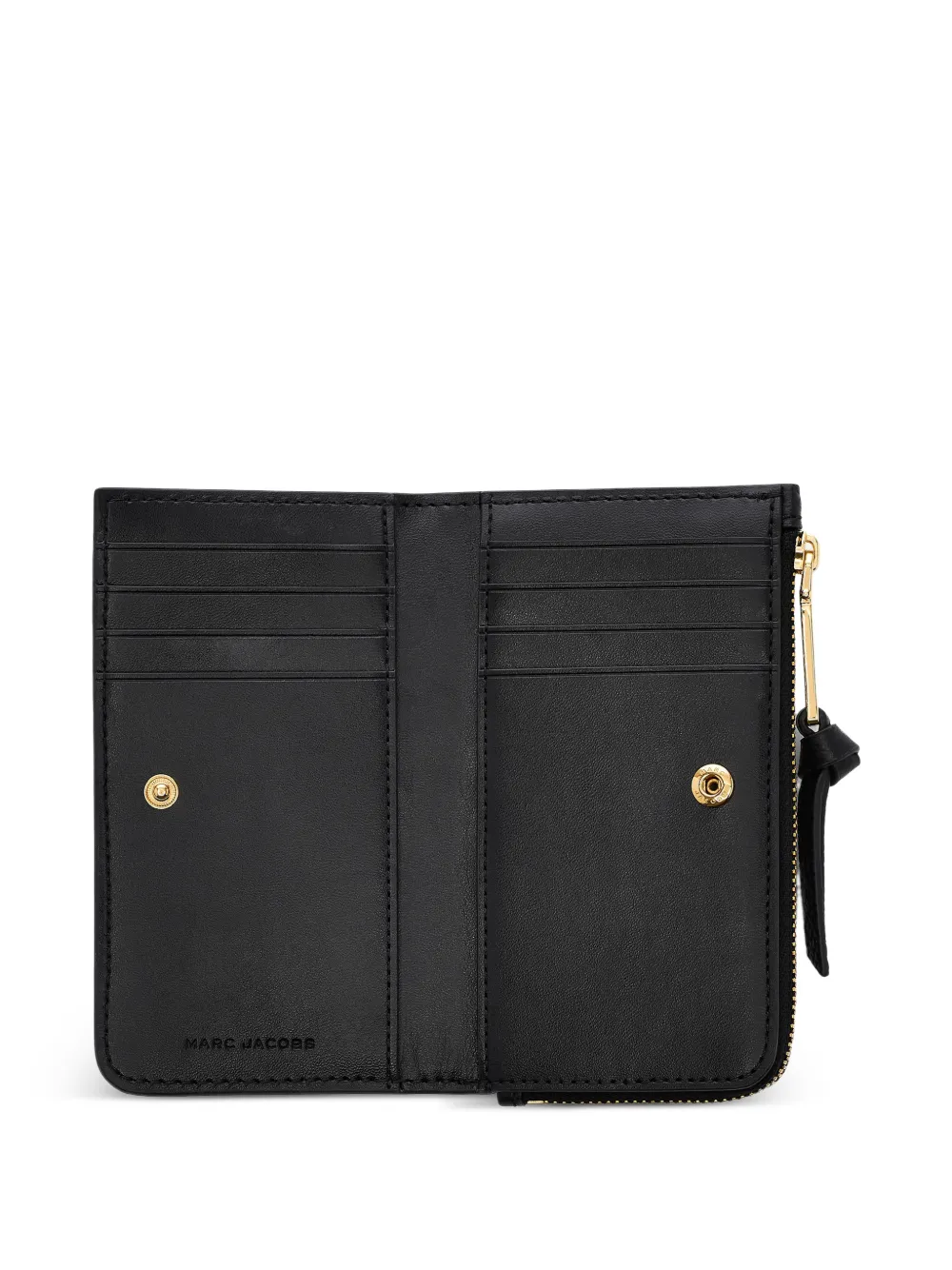 Marc Jacobs Leren portemonnee met rits en reliëf Zwart