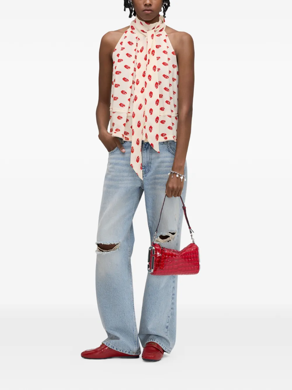  Marc Jacobs Lips-print Halterneck Top - Neutrals 