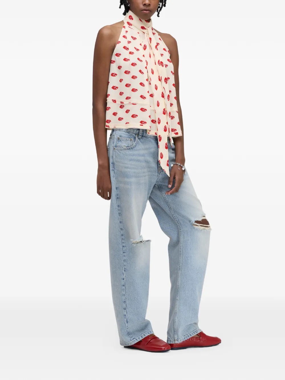  Marc Jacobs Lips-print Halterneck Top - Neutrals 