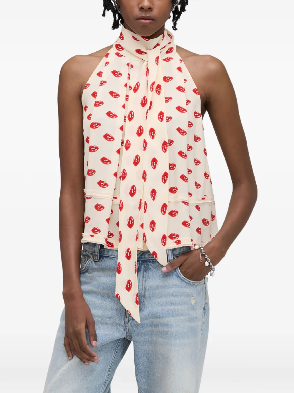 Marc Jacobs Haltertop met print Beige