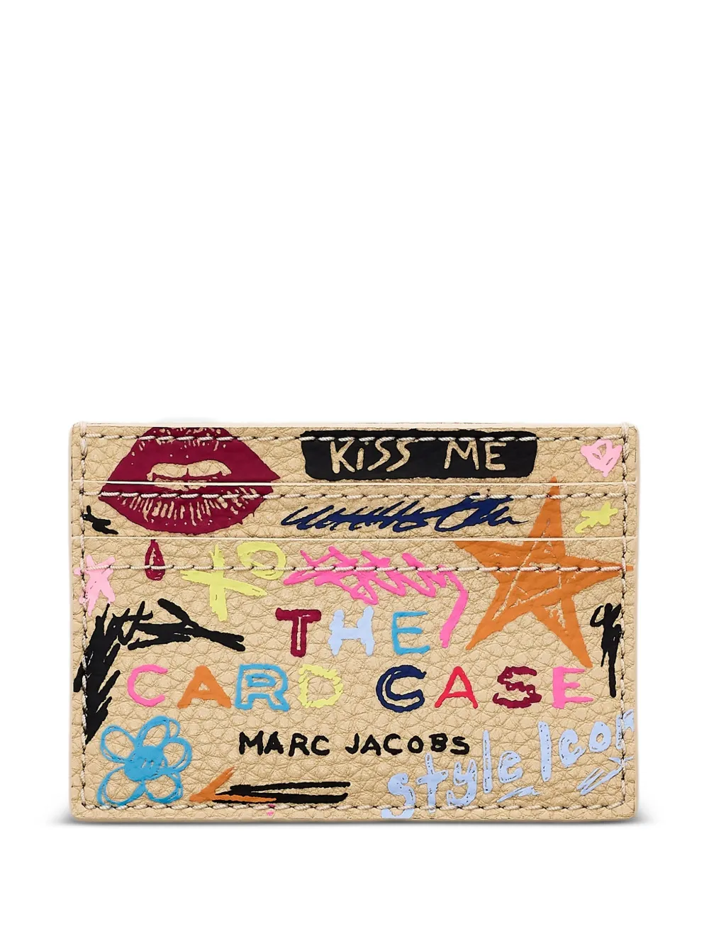 Marc Jacobs Portacarte Scribble in pelle - Toni neutri