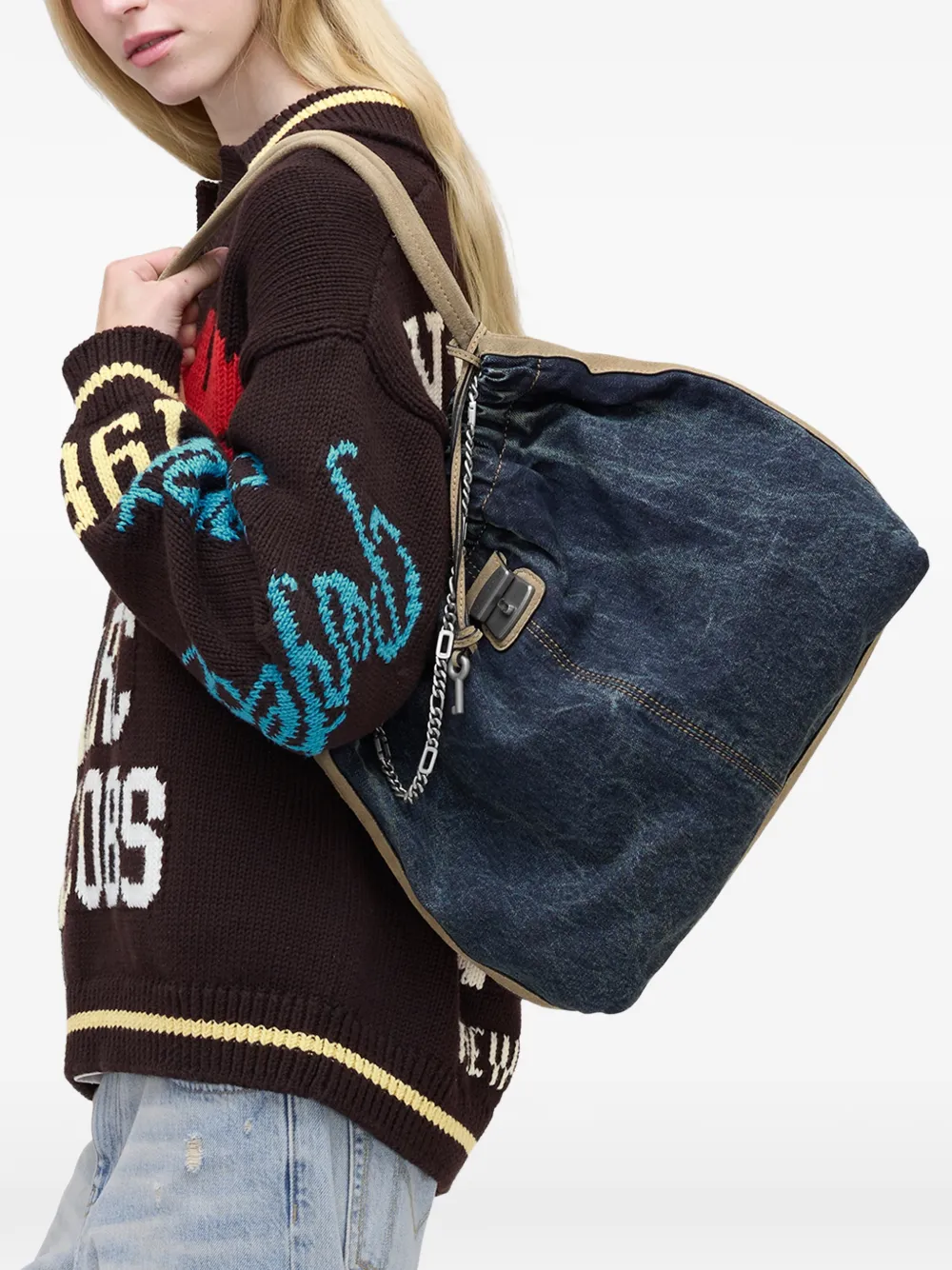 Marc Jacobs The Denim Cristina suède shopper Blauw