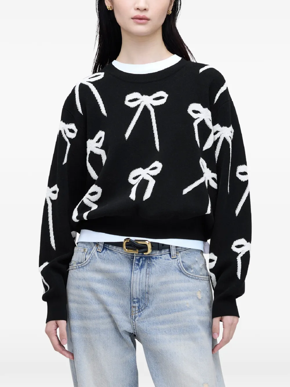 Marc Jacobs Trui met ronde hals en strikdetail Zwart