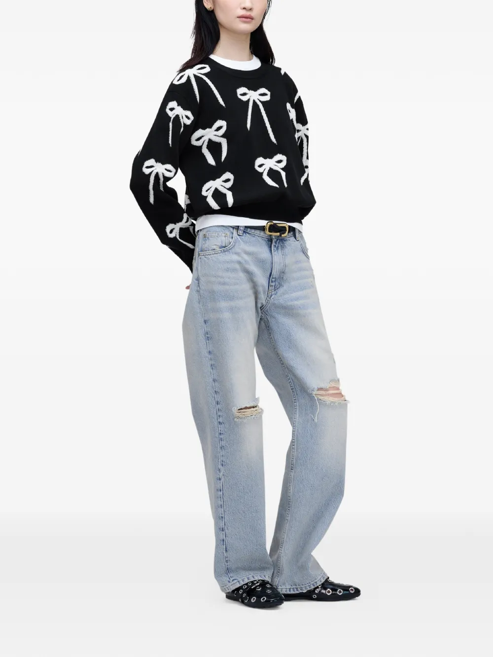  Marc Jacobs Bow-detail Round-neck Sweater - Black 