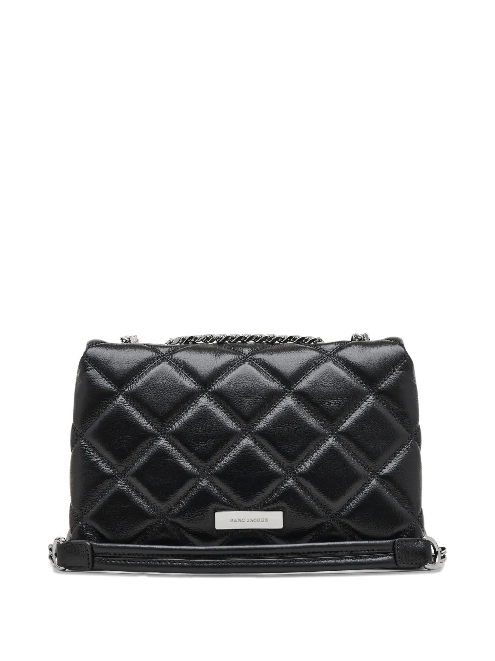 Marc Jacobs The Slim gewatteerde leren schoudertas met dubbele ketting Zwart