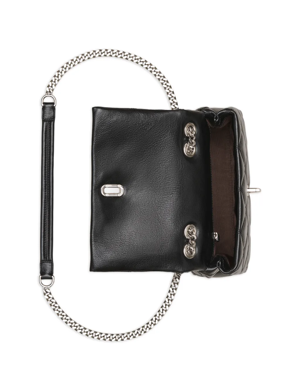 Marc Jacobs The Slim gewatteerde leren schoudertas met dubbele ketting Zwart