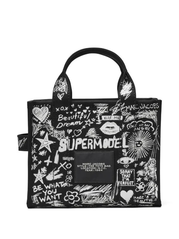 Marc Jacobs The Small Punk Scribble Canvas ハンドバッグ | ブラック