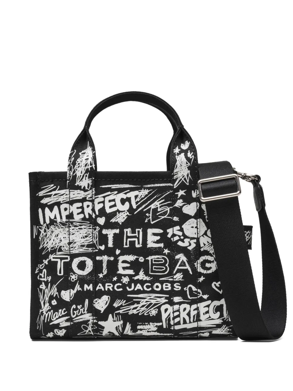 Marc Jacobs Borsa tote Punk Scribble piccola in tela - Nero