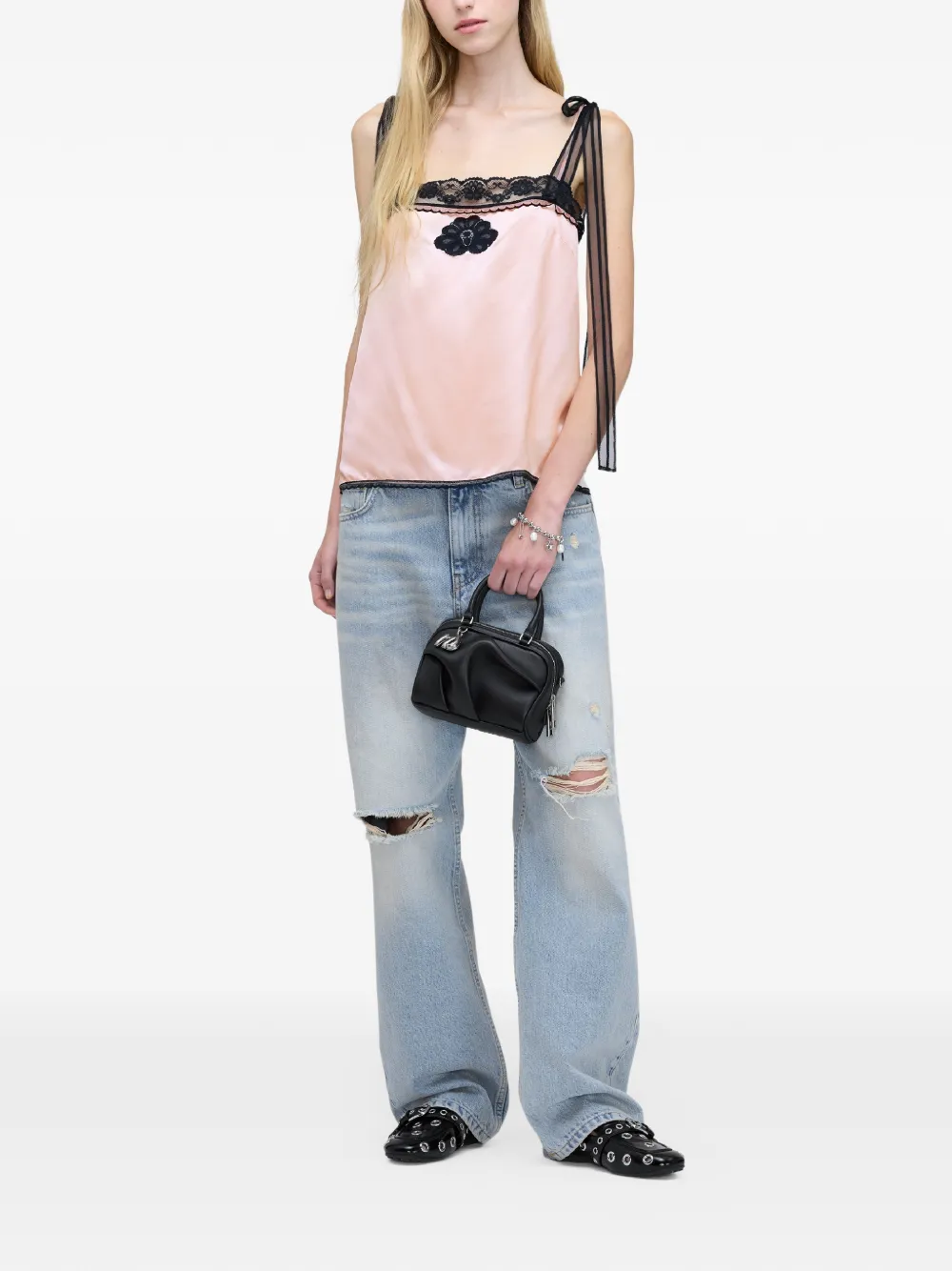 Marc Jacobs lace-detail Ribbon Top | Pink | FARFETCH ZA