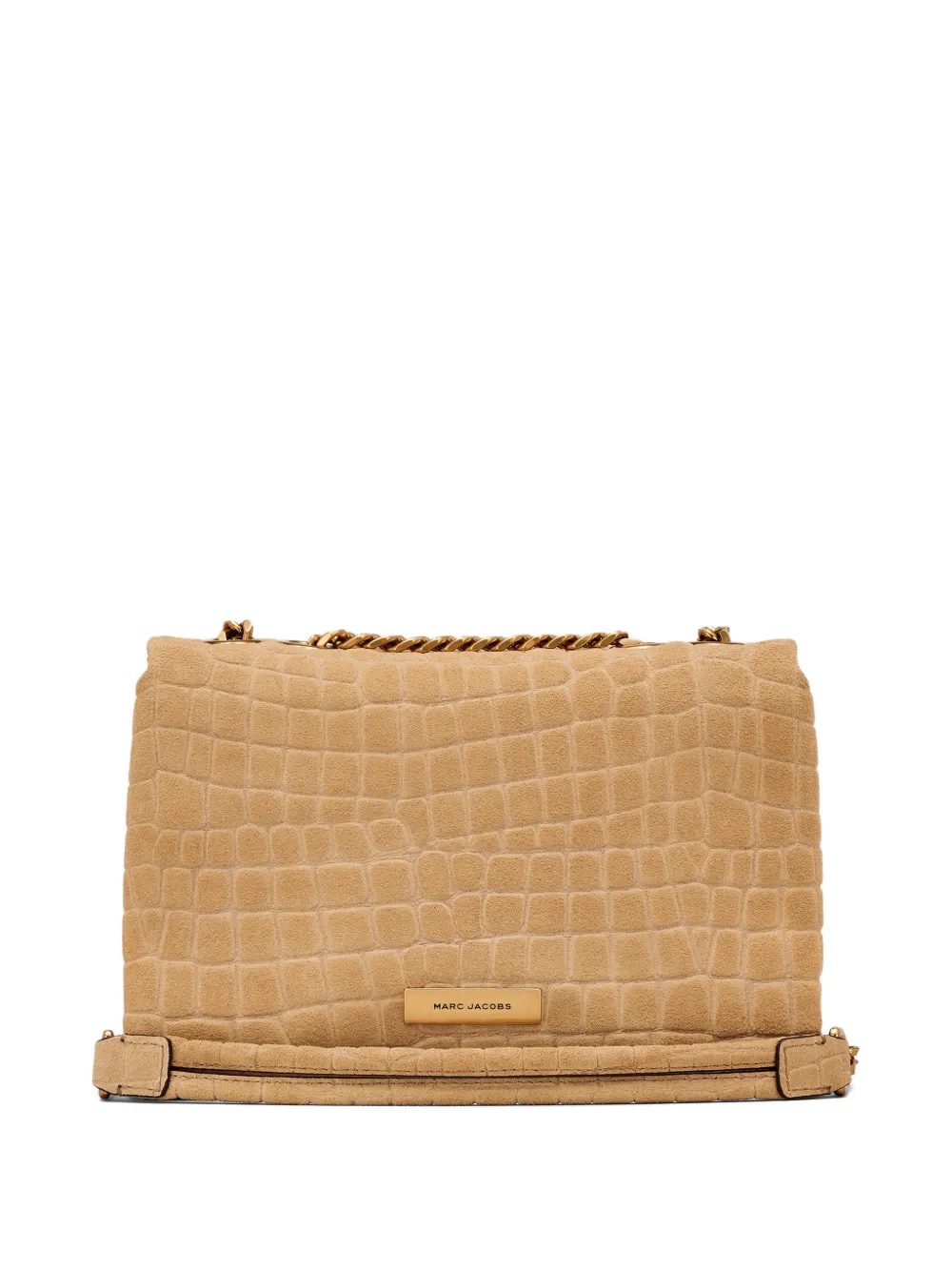 Marc Jacobs The Slim krokodillen suède schoudertas met dubbele ketting Bruin