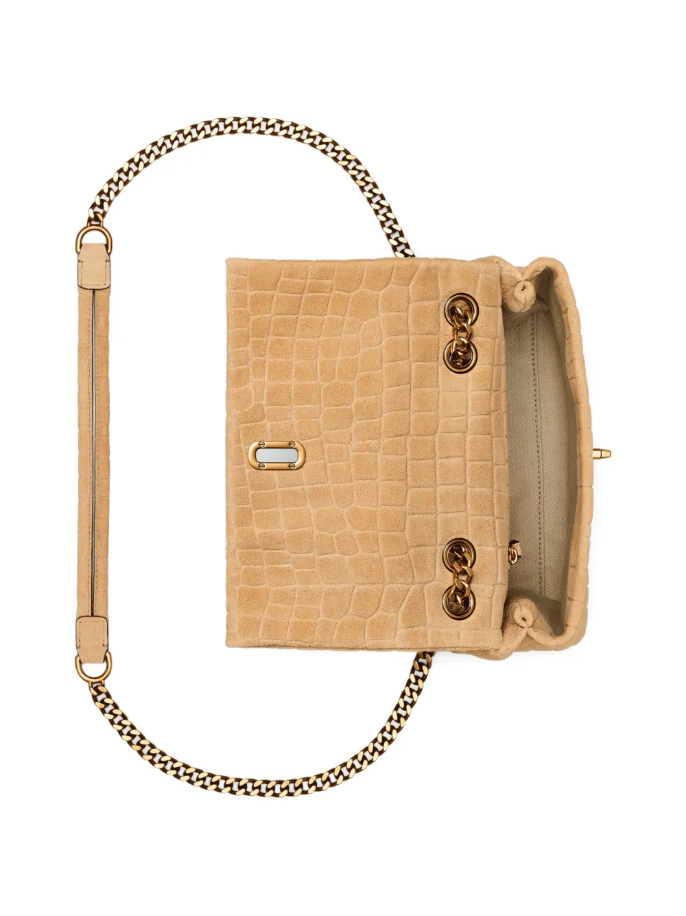 Marc Jacobs The Slim krokodillen suède schoudertas met dubbele ketting Bruin