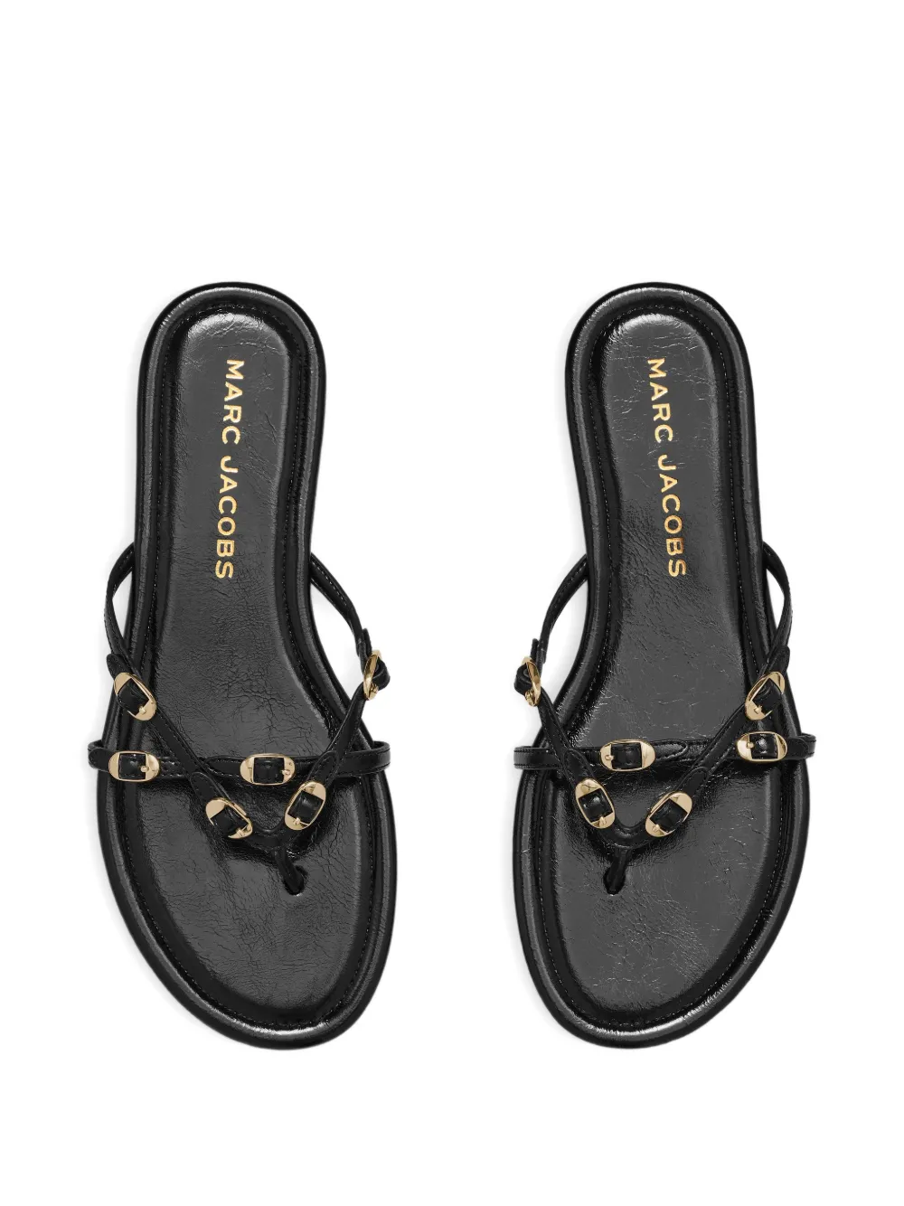 Marc Jacobs The Kiki leren sandalen met gespdetail Zwart