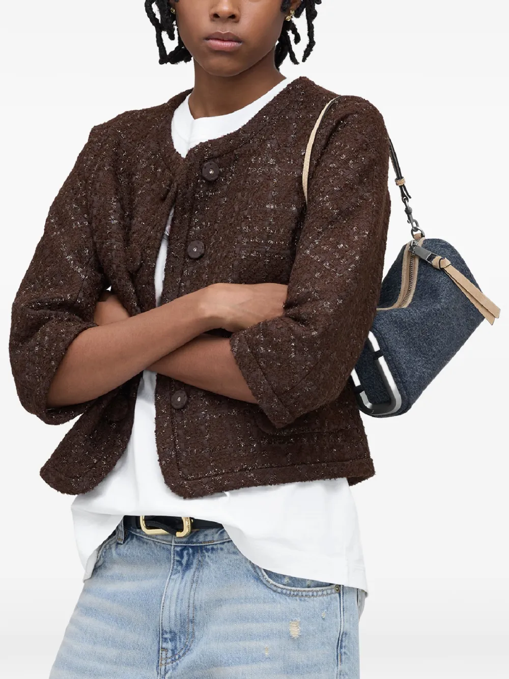  Marc Jacobs The Snapshot Denim Suede Shoulder Bag - Blue 
