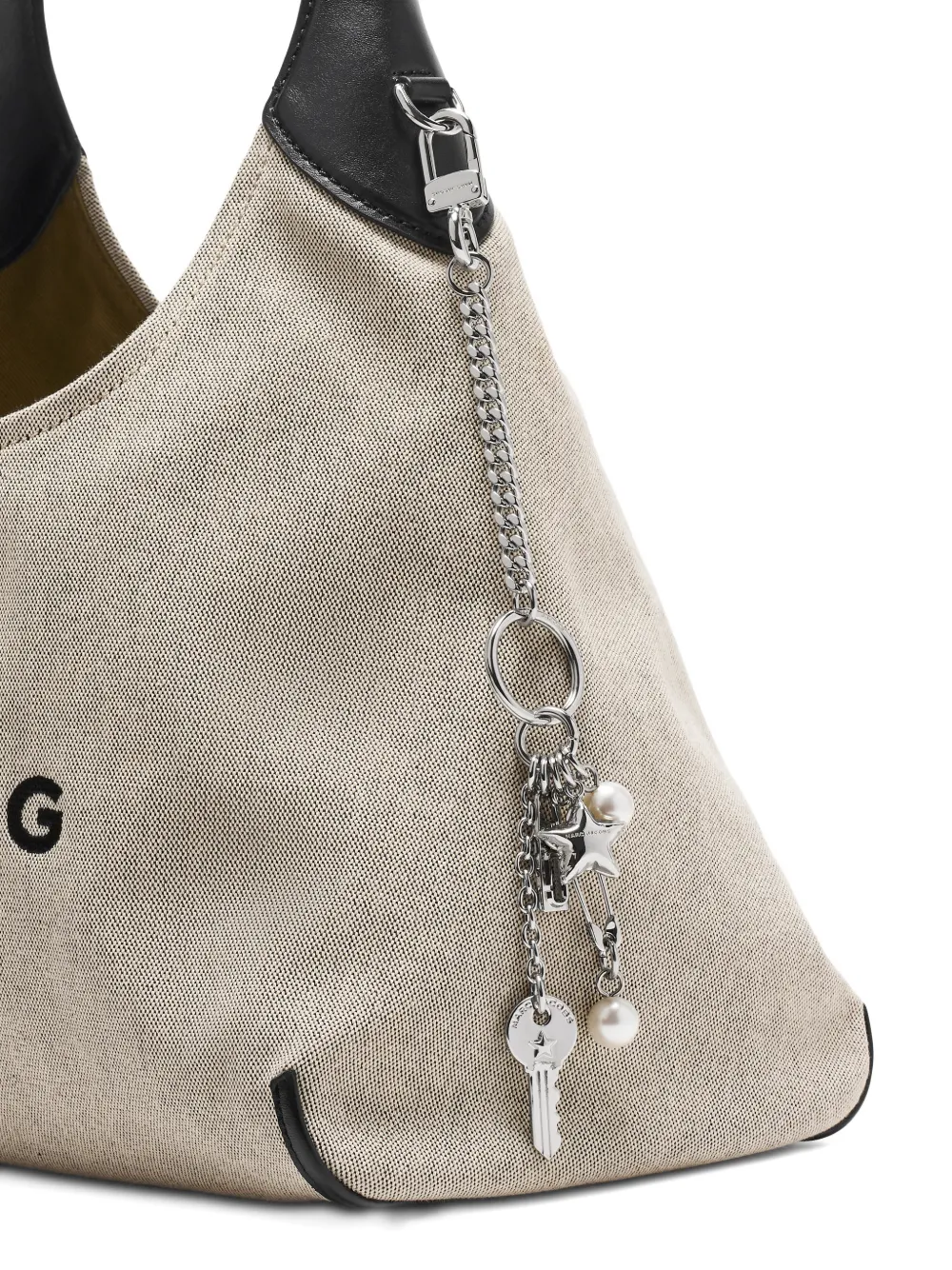 grommet pearl metal bag charm