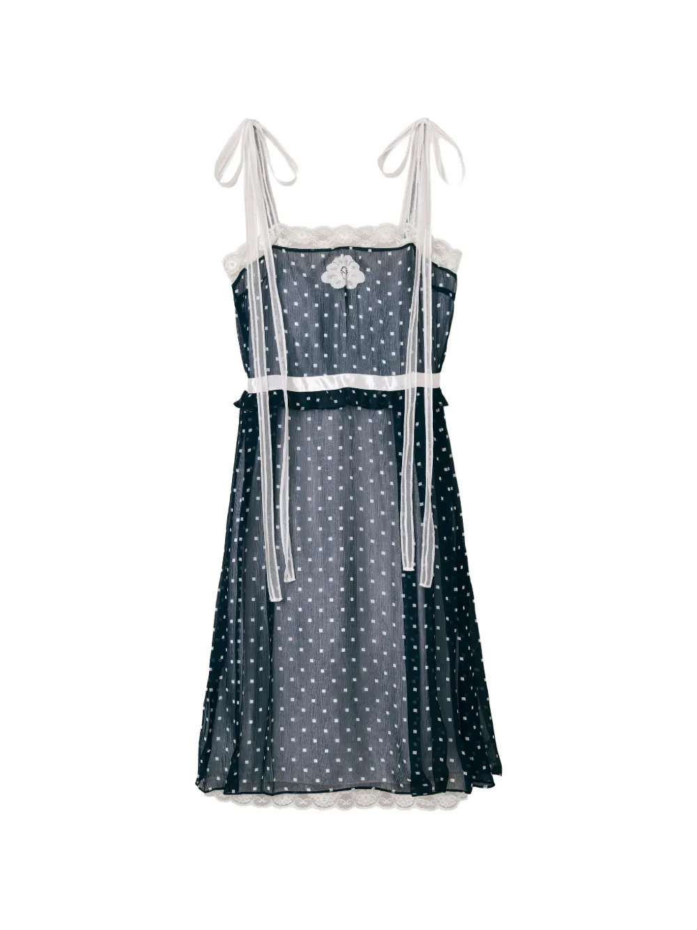 Marc Jacobs ribbon lace chiffon dress - Blu