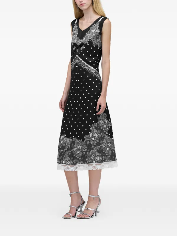 marc jacobs lace dress Marc Jacobs Polka Dot Lace-detail Midi Dress