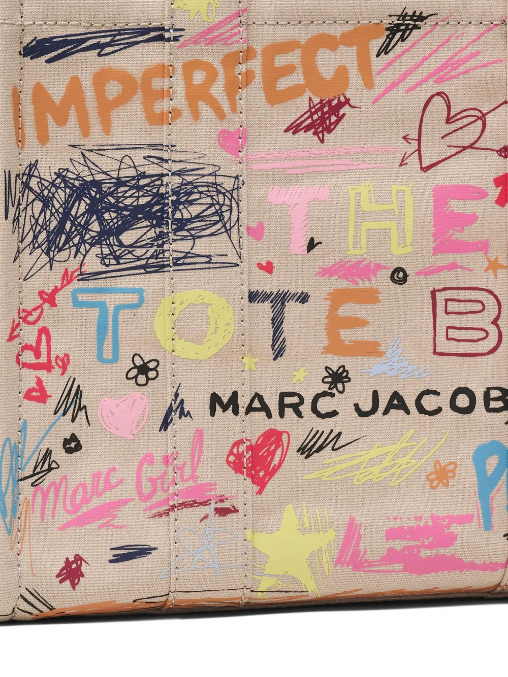 Marc Jacobs The Medium Punk Scribble canvas shopper Beige