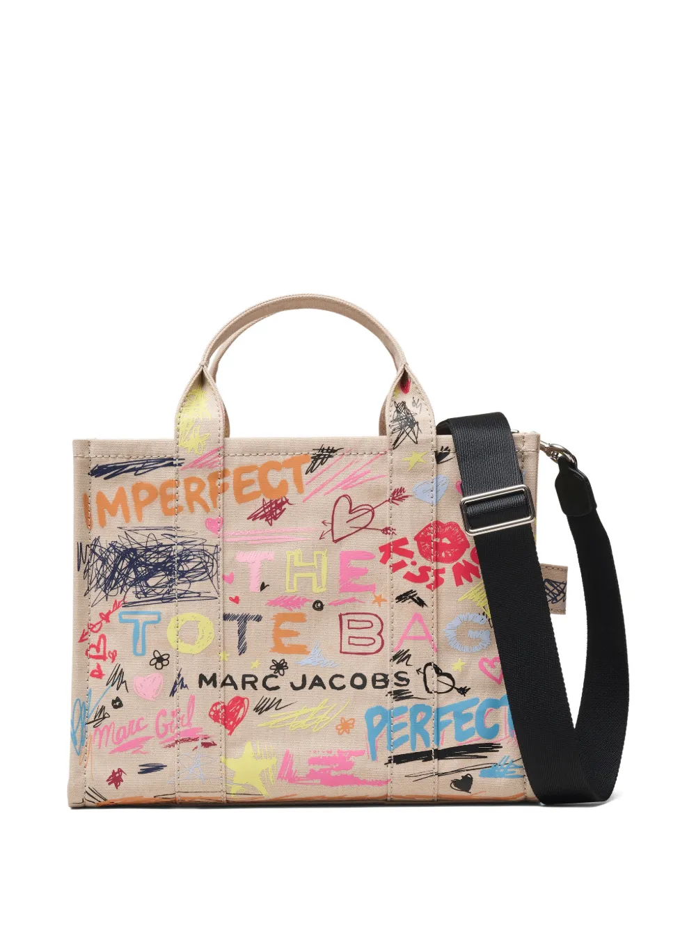 Marc Jacobs The Medium Punk Scribble canvas shopper Beige