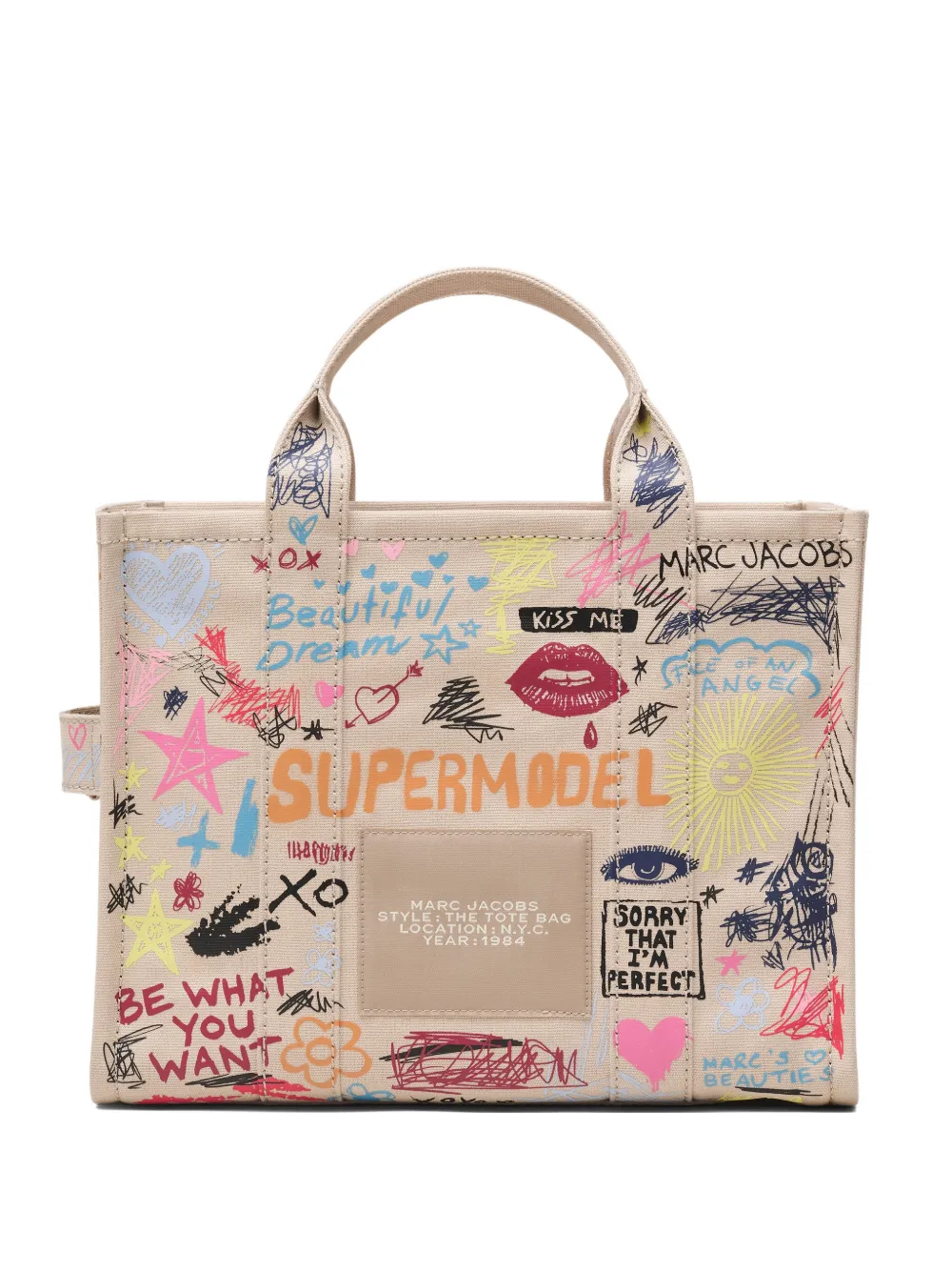 Marc Jacobs Borsa tote Punk Scribble media in tela - Toni neutri