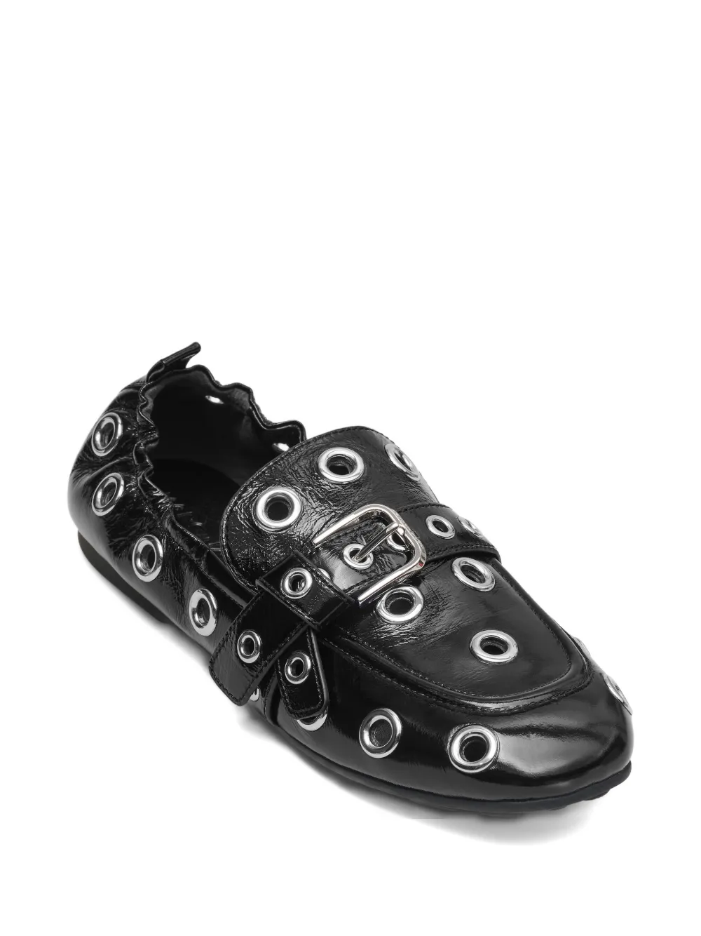 Marc Jacobs Leren loafers met ringlets en gesp Zwart