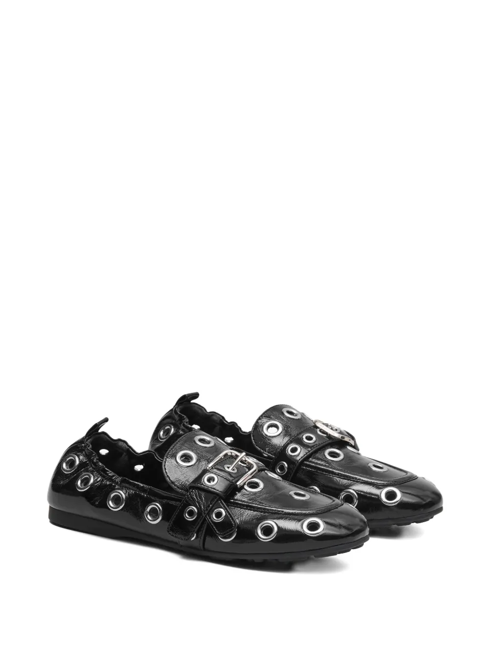Marc Jacobs Leren loafers met ringlets en gesp Zwart