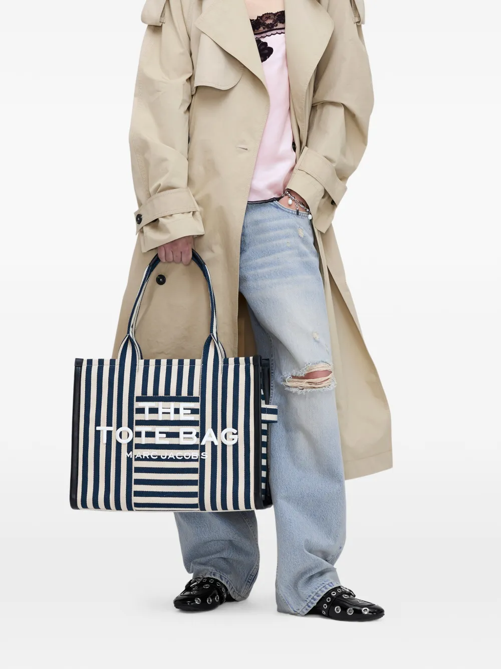  Marc Jacobs The Large Stripe Canvas Tote Bag - Blue 