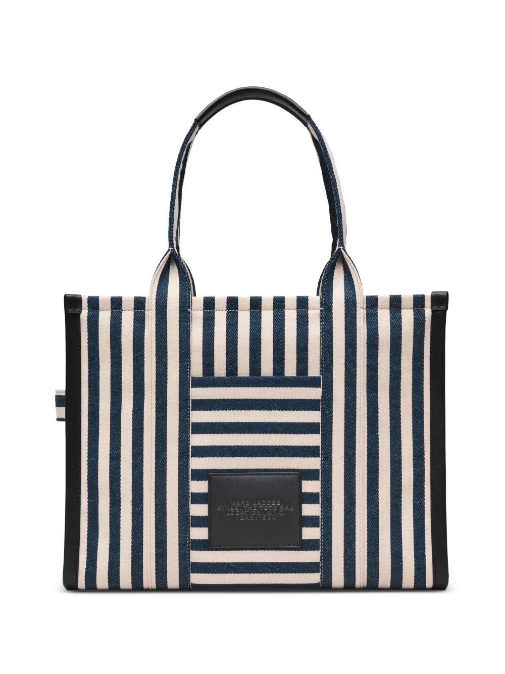 Marc Jacobs The Large shopper met gestreept canvas Blauw