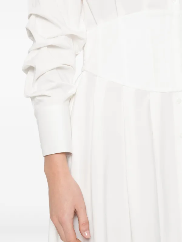 white poplin corset shirt dress Corset Layered Cotton Maxi Shirt Dress (White)