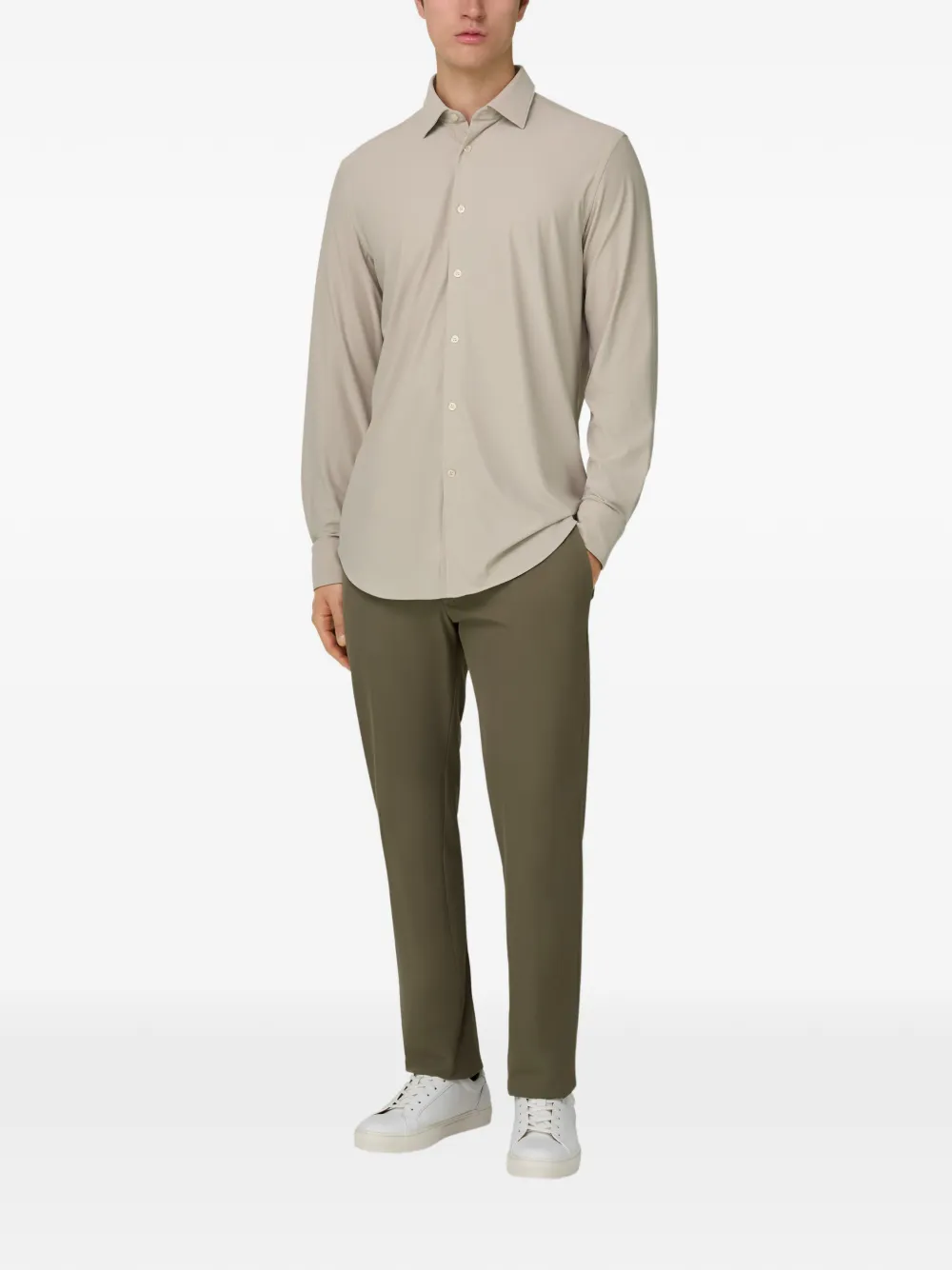 Boggi Milano Overhemd met Tokyo kraag - Beige
