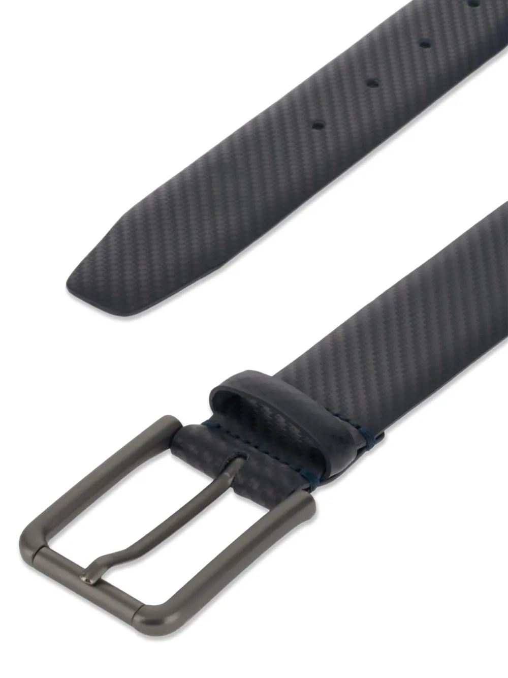  Boggi Milano Printed Leather Belt - Blue 