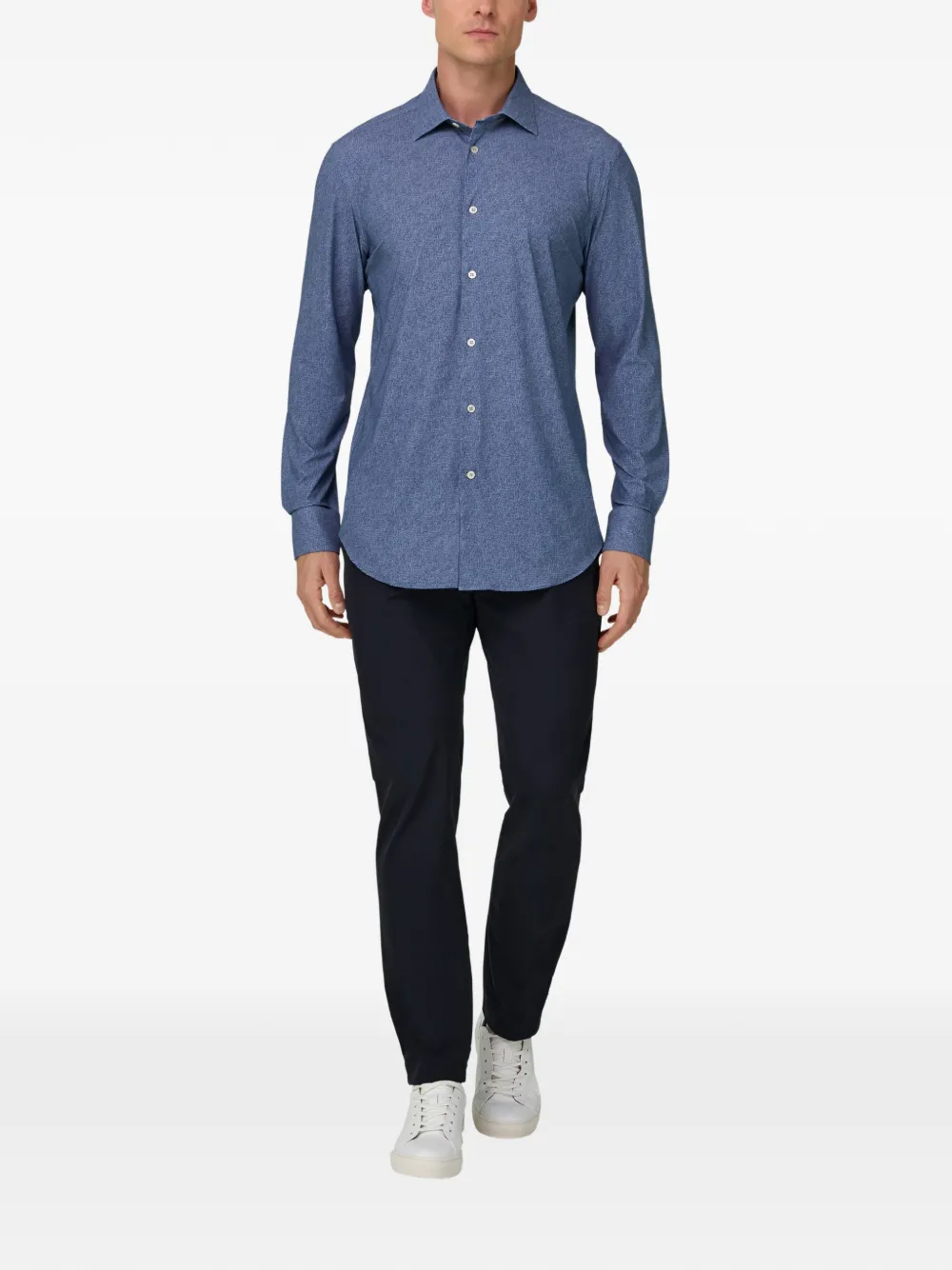 Boggi Milano Slim-fit stretch overhemd - Blauw