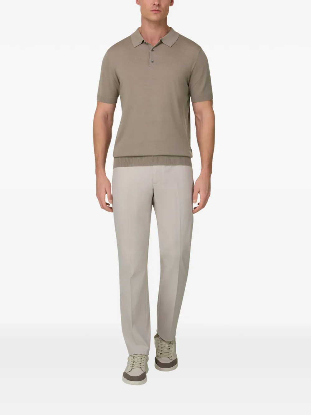 Boggi Milano Gebreide trui met knopen met logo - Beige