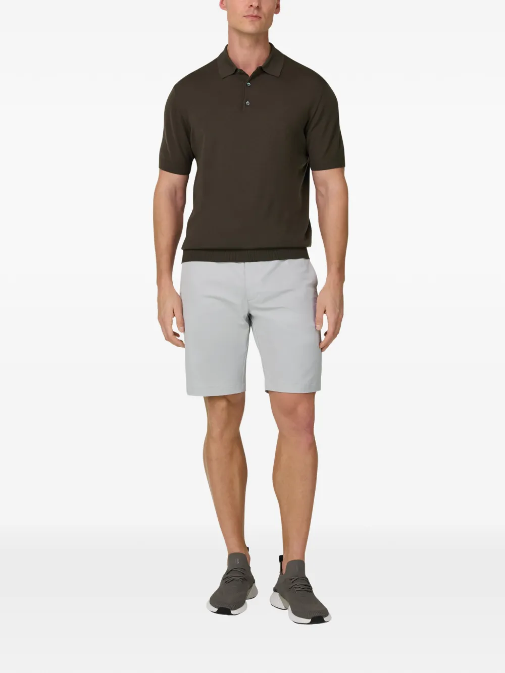 Boggi Milano Gebreid poloshirt - Bruin
