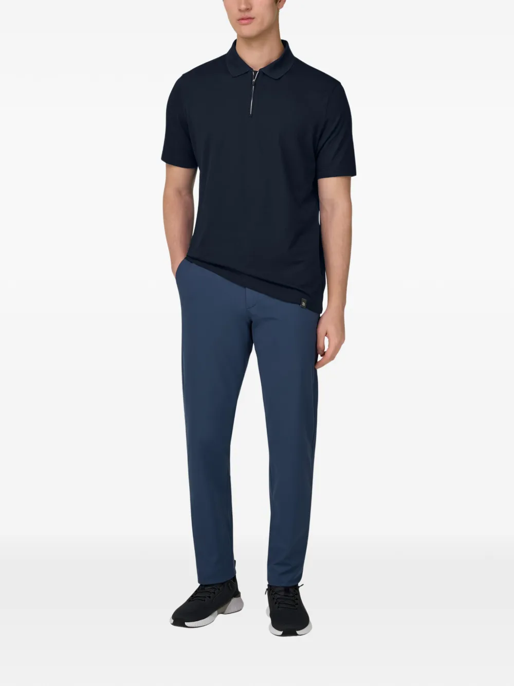 Boggi Milano Piqu&eacute; poloshirt met rits - Blauw