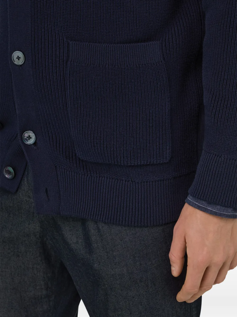 ribbed patch pocket cardigan by Boggi Milano
