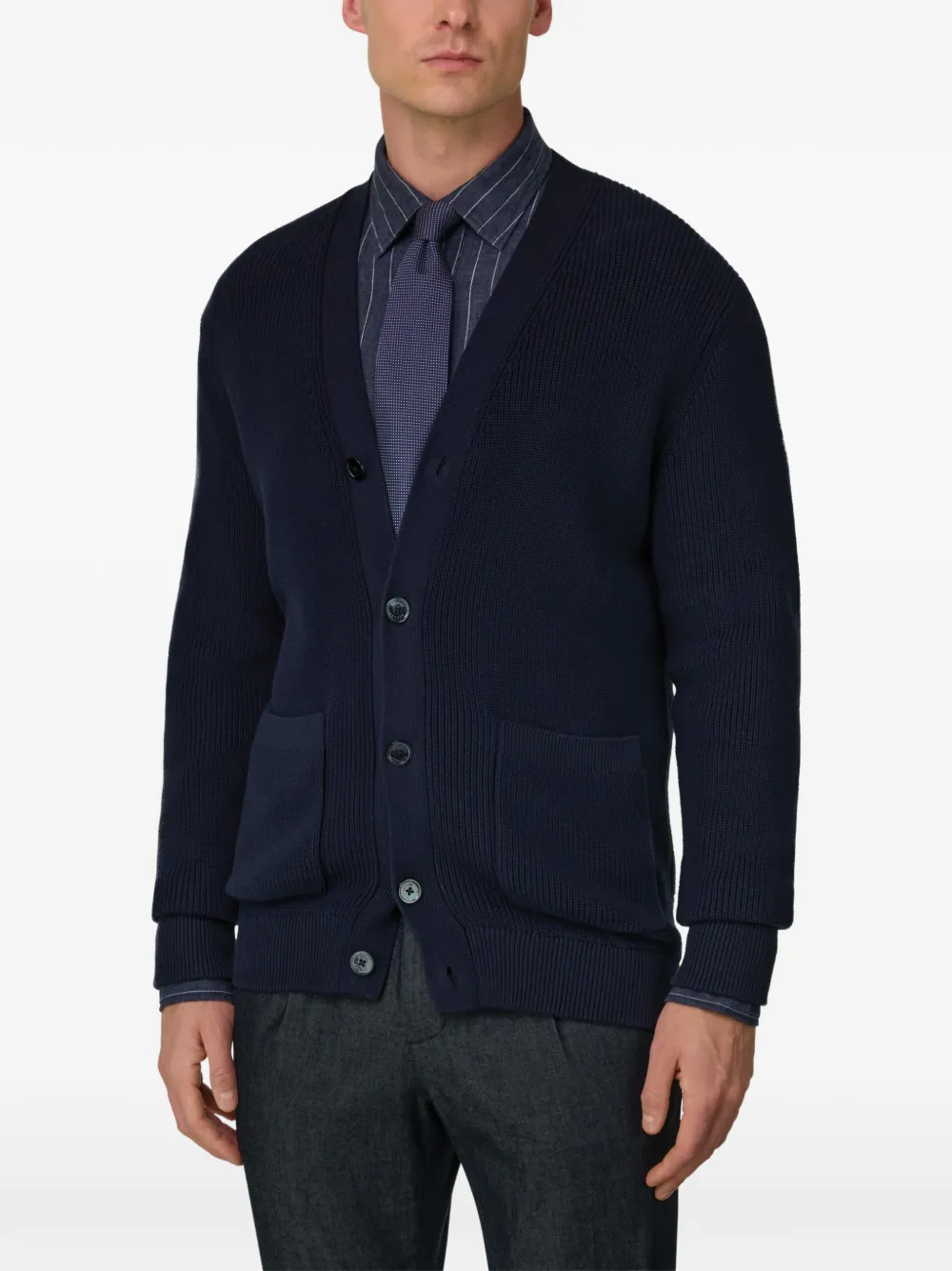 ribbed patch pocket cardigan by Boggi Milano