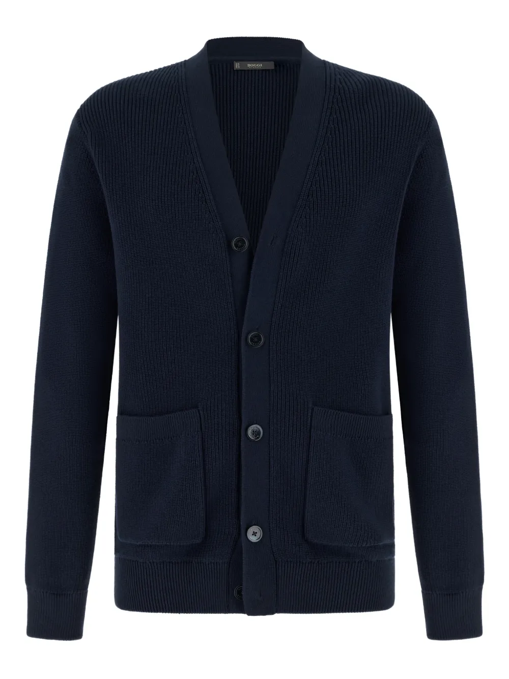 Boggi Milano ribbed patch pocket cardigan - Blue