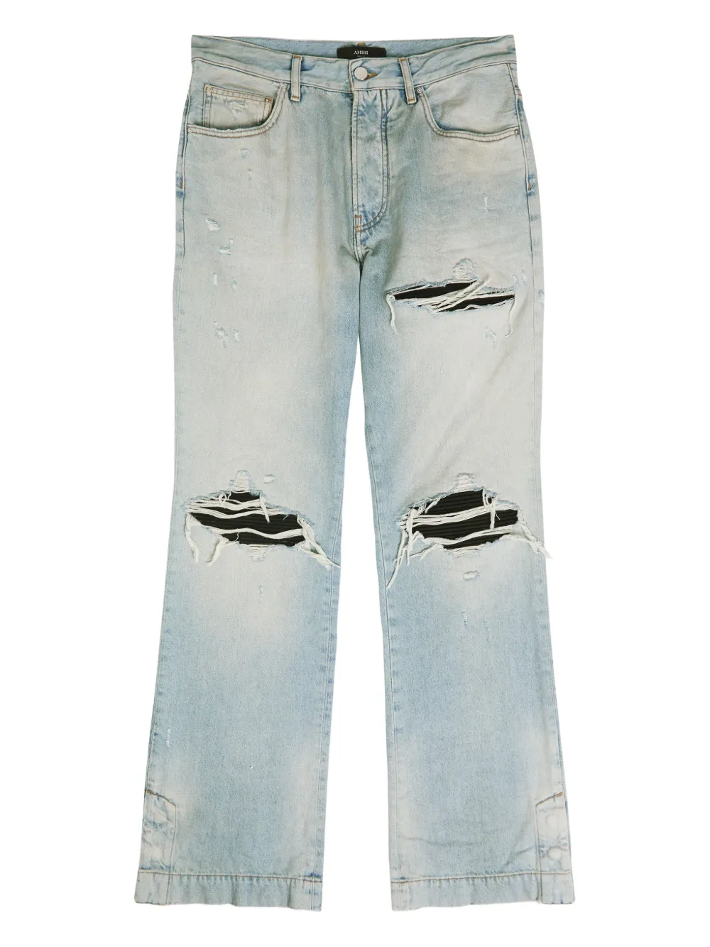 Amiri Mx1 Ripped Straight-leg Jeans In Blue