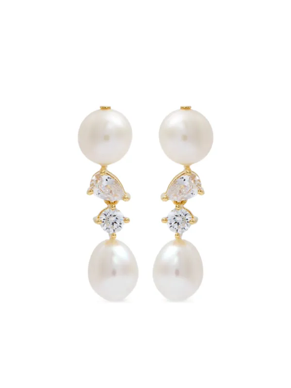Completedworks Pearl and Cubic Zirconia Embellished Earrings in Gold