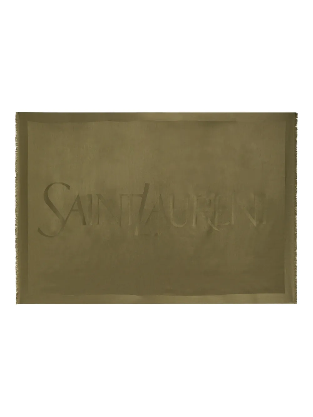 Saint Laurent logo fringed scarf - Grün