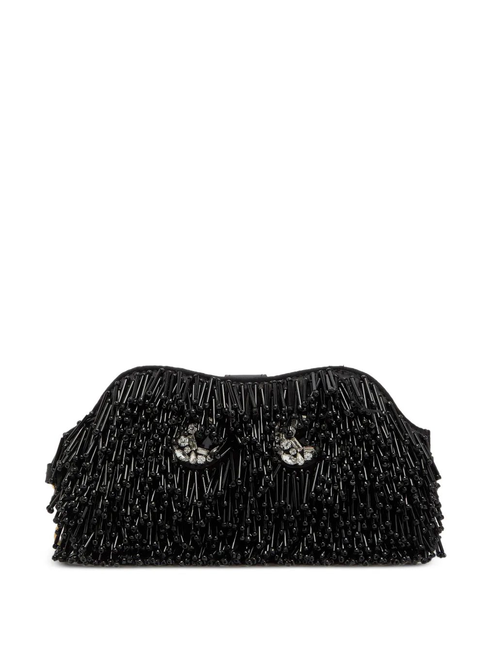 Anya Hindmarch Eyes embellished leather sunglasses pouch - Nero