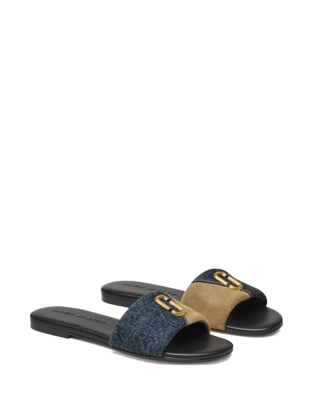 Marc Jacobs Denim slippers met logodetail Blauw