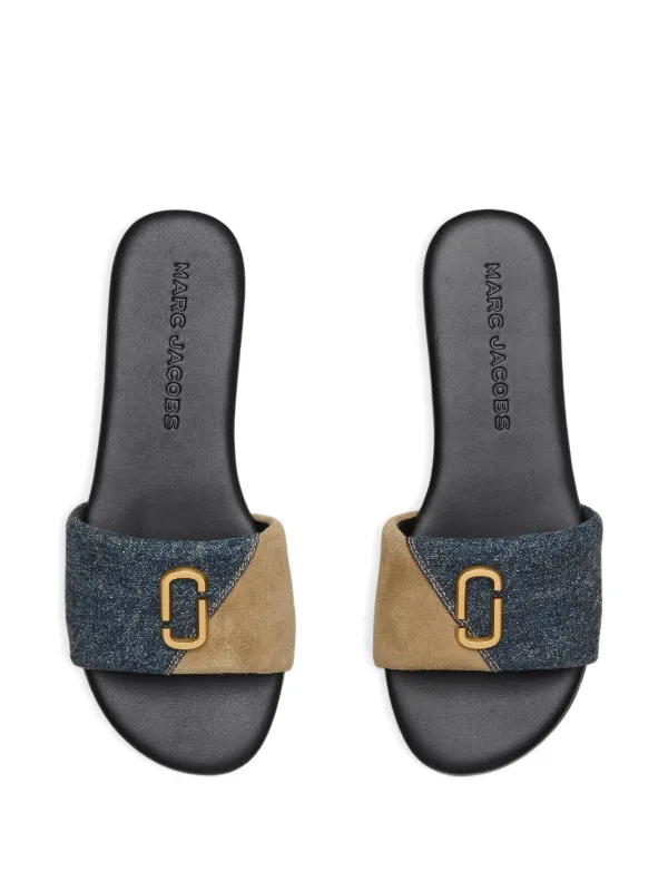Marc Jacobs logo-detail Denim Slides | Blue | FARFETCH CA